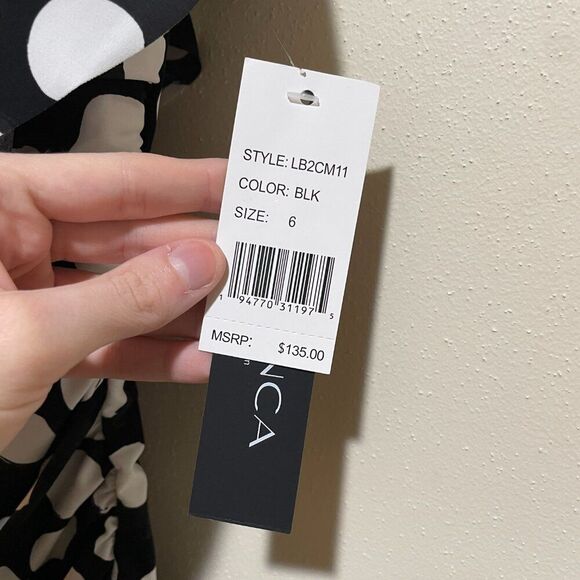 NEW La Blanca Size 6 Mod For Dot Polka Dot Ruffle One Piece Swimsuit Black White - Picture 7 of 15